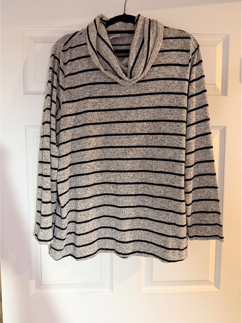 Van Heusen gray striped cowl neck top